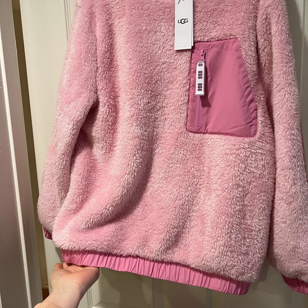 NWT pink Ugg Sherpa pullover sweater front zipper - Picture 2 of 6